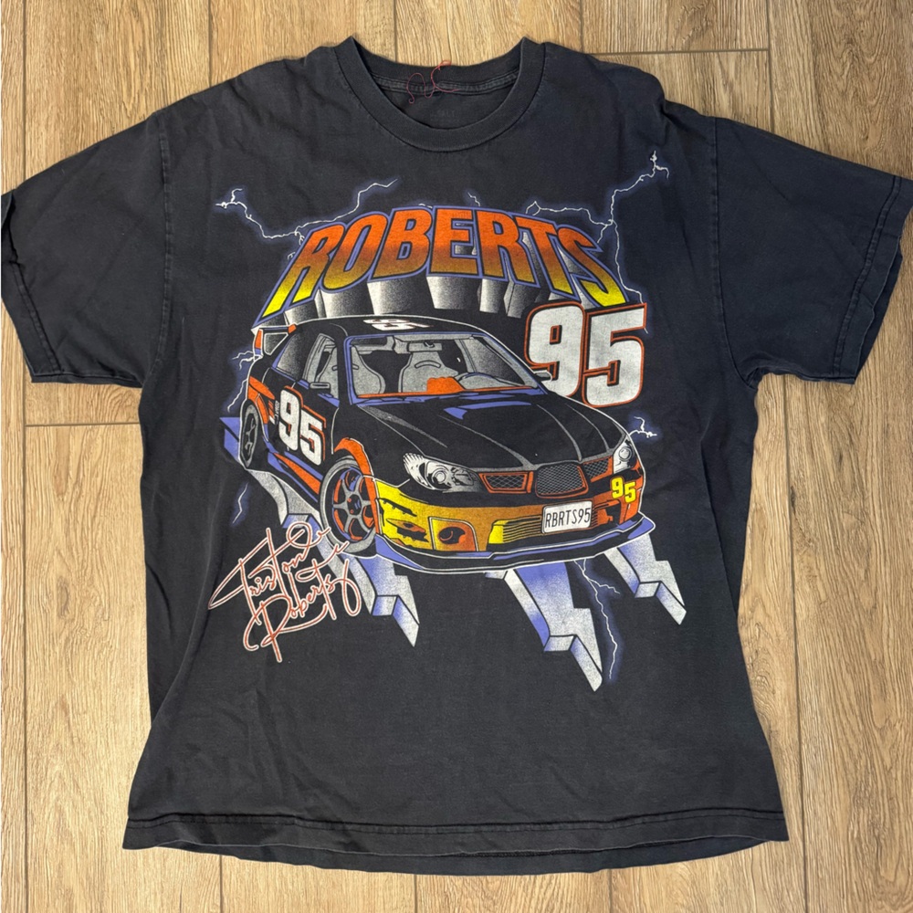 Brandy Melville Black and Orange Racing Tee